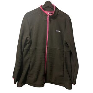 Lands' End Grid Fleece Zip Up Black/Pink Jacket Size XXL / 20